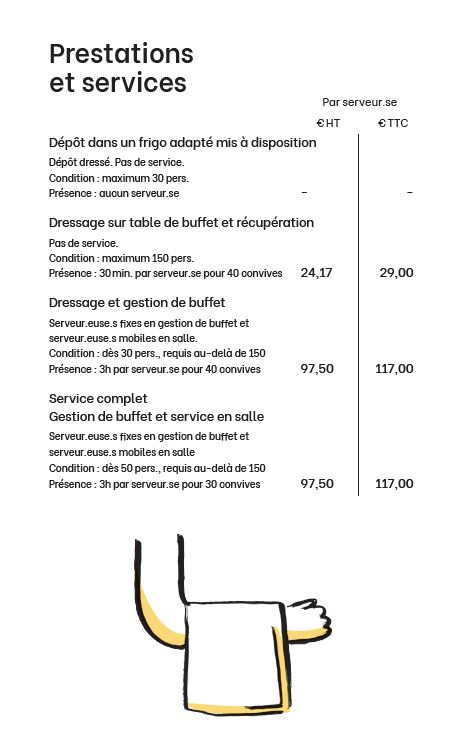 Tarifs prestations et services